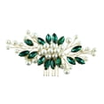 thumbnail image 1 of Nvzi Horquillas para el pelo de boda con flores para novias, peinetas con perlas de cristal, pinzas para el pelo, accesorios para el pelo de boda dorados, joyas, color verde, 1 of 5
