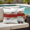 thumbnail image 4 of Christmas Winter Outdoor Waterproof Pillow Covers, Green Leaves Red Buffalo Plaid Pastoral Decorative Square Throw Pillowcase Sofa Cushion Sham for Patio/Couch/Chair, 26"x26" 2 Pack, 4 of 8
