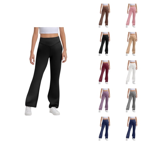 Girls Flare Leggings 2025 Fashion High Waisted Bootcut Bell Bottoms Leggings Uniform Pants Kids Dress Pants