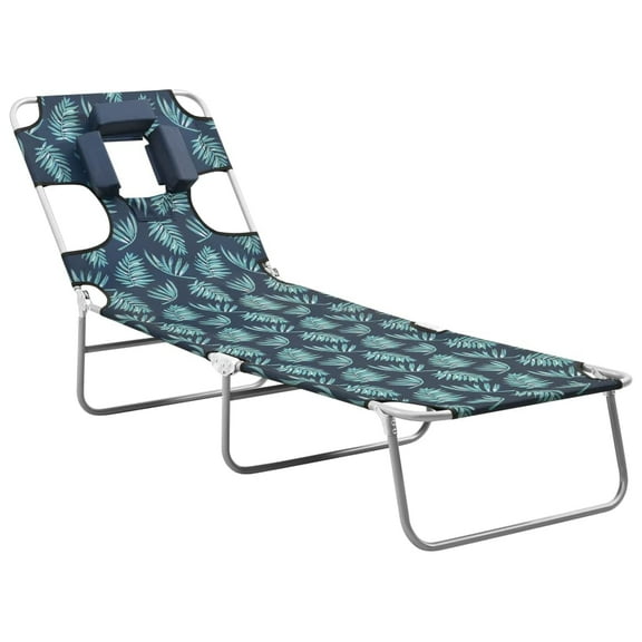 vidaXL Patio Lounge Chair Folding Sunlounger Sunbed with Head Cushion Steel