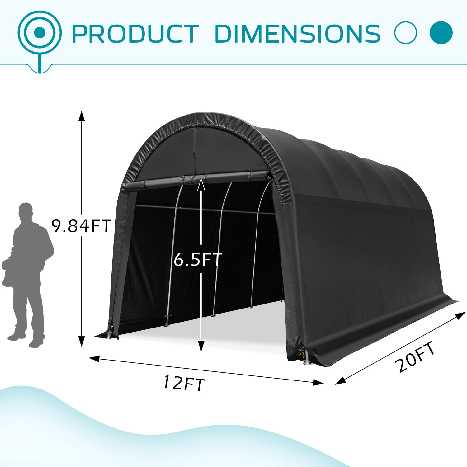 Hommow Portable Garage, 10' x 20' x 9.8' Heavy Duty Carport with All-Steel Metal Frame, Anti-Snow Storage Tent
