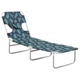 thumbnail image 3 of vidaXL Chaise Longue Pliante avec Coussin de Tête Imprimé Feuilles en Acier, 3 of 5