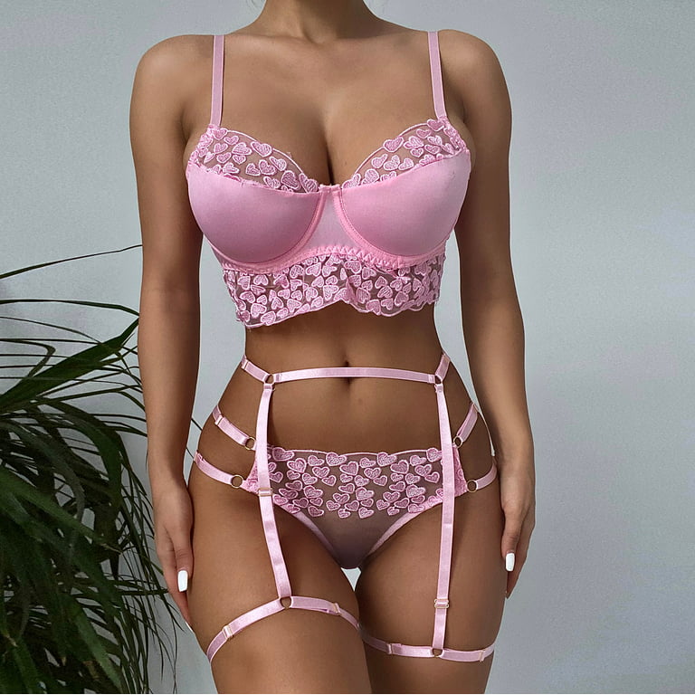 Pink Small Lace Lace Mesh Perspective Sexy Women′ S Thong Panties