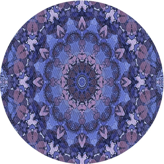 Ahgly Company Indoor Round Patterned Medium Slate Blue Area Rugs, 3' Round