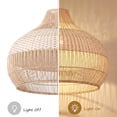 thumbnail image 2 of Hollymoon White Handwoven Rattan Boho Pendant Lighting Fixtures, Wicker Hanging Ceiling Light Chandelier, Handmade Woven Basket Lampshade for Kitchen Island, 2 of 8