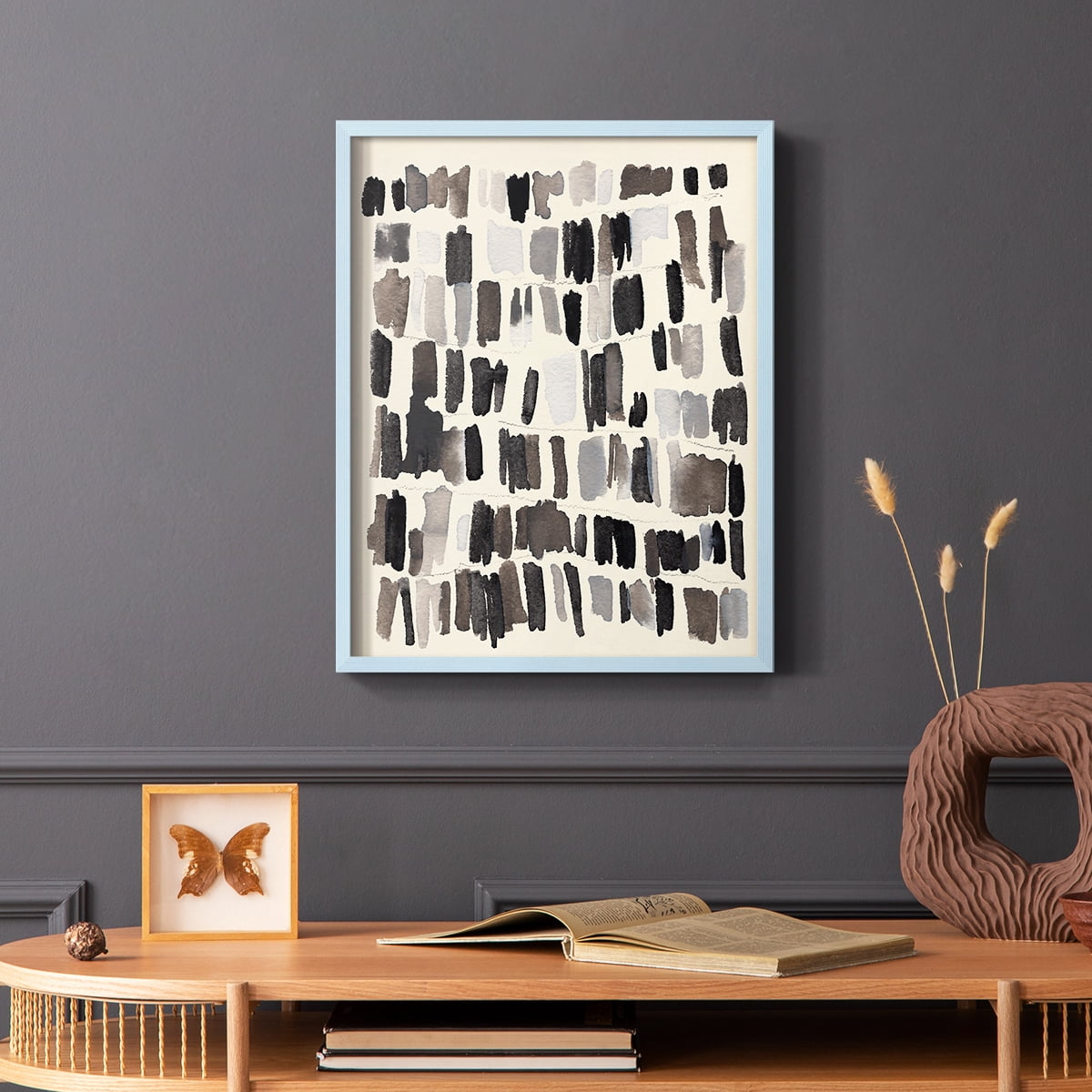 Chalk and Flint IV Framed Print in Blue Solid Wood Framed Print No Nail Hanging
