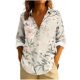 thumbnail image 2 of Uootdi Boho Long Sleeve Shirts for Women V Neck Button Down T Shirts Casual Loose Fit Floral Print Basic Tops Tees Blouses Gift, 2 of 6
