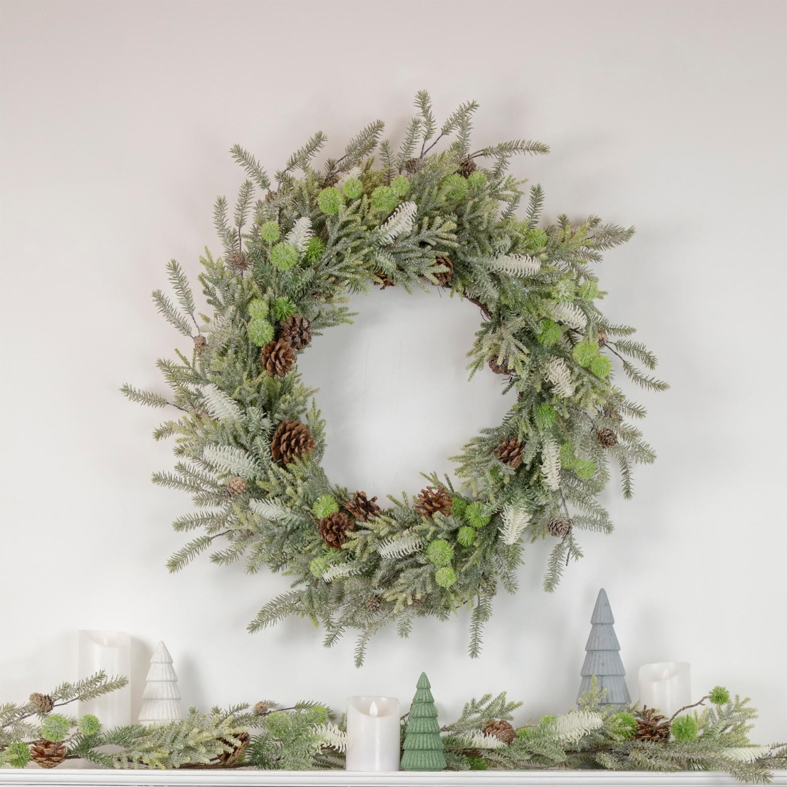 Northlight Frosted Pine and Pinecone Christmas Wreath 30-Inch Unlit