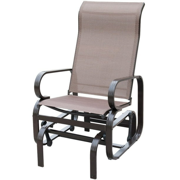Patiopost Sling Glider Outdoor Patio Chair Textilene Mesh Fabric Mocha Com Patiopost Sling Glider Outdoor Patio, Outdoor Patio Furniture With Glider Chairs