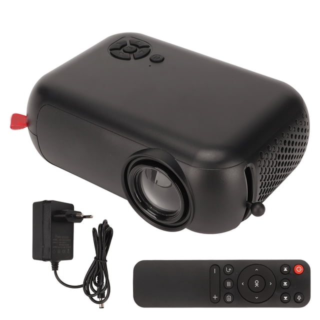 Mini proyector negro con Control remoto, fuente de alimentación, proyector portátil de 13 a 100 pulgadas para el hogar, escuela, oficina, 100-240V, enchufe de la UE
