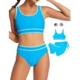 thumbnail image 1 of Conjunto de Traje de Baño Minggo para Niñas Adolescentes con Bikini de Cintura Alta 8-15 Años, 1 of 6