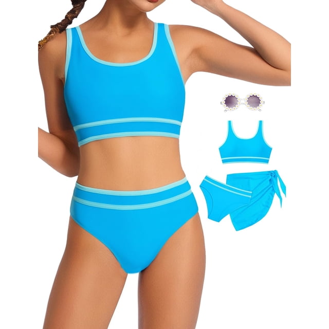 Conjunto de Traje de Baño Minggo para Niñas Adolescentes con Bikini de Cintura Alta 8-15 Años
