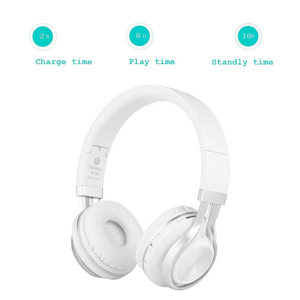 Bluetooth Headphones, Foldable Wireless Bluetooth Headphones Over Ear Stereo Wireless Headset with Mic and Volume Control Compatible for PC/Cell Phones/TV/pad SLIVER WHITE - image 4 of 8
