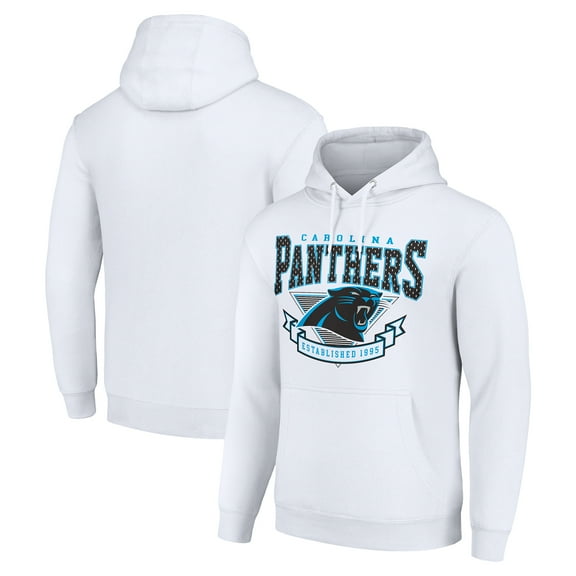 Men's Starter White Carolina Panthers -80s Inspired Pullover Hoodie
