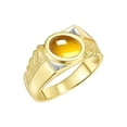 thumbnail image 3 of RYLOS Men's Rings 14K Yellow Gold Cabochone Gemstone & Diamond Designer Citrine Rings For Men Size 10, 3 of 7