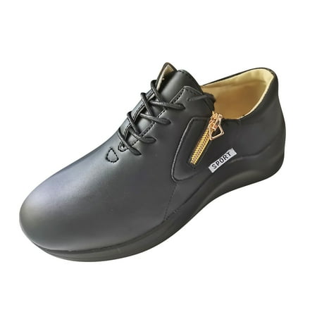

Winter Savings Clearance! SuoKom Autumn Women Slip On Zipper Casual Sport Shoes Round Toe Flat Sneakers