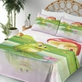 thumbnail image 3 of Ambesonne Colorful Fitted & Top Sheet Set with Shams, Frog on Water Lily Art, Multicolor, 3 of 5