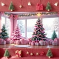 thumbnail image 4 of Pink Theme Christmas Banner Christmas Tree Design Pink Christmas Banner Gift Pattern Bow Decoration Holiday Banner for Christmas Party Indoor Celebration Family Celebration, 4 of 8