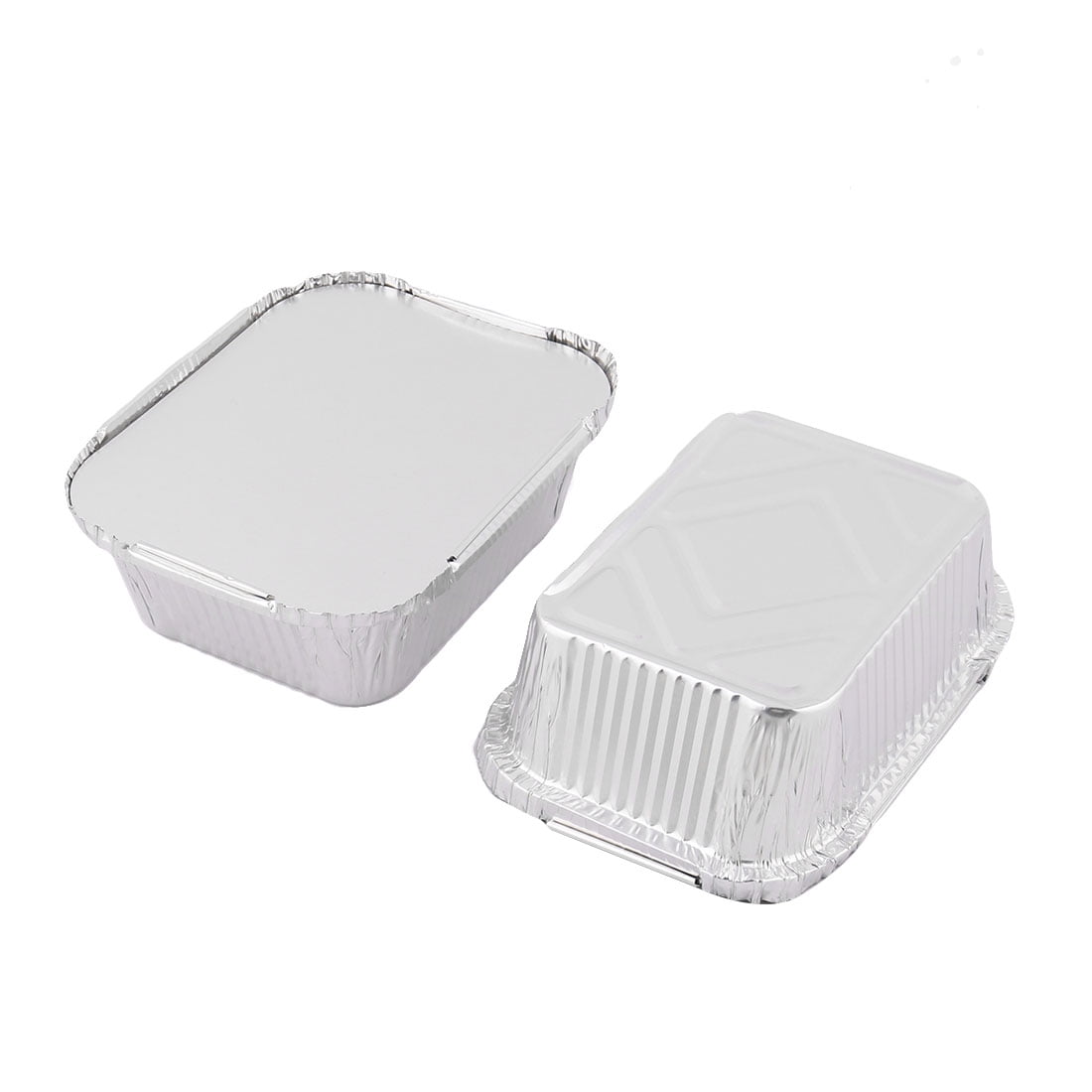Outdoor Barbecue Aluminum Foil Food Storage Container Silver Tone 440ml 40pcs