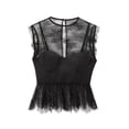thumbnail image 4 of HH TRAF Moda de verano para mujer, blusa corta de encaje con cremallera lateral sin mangas negra, blusa sexy de calle alta con hueco en la espalda para mujer, 4 of 5