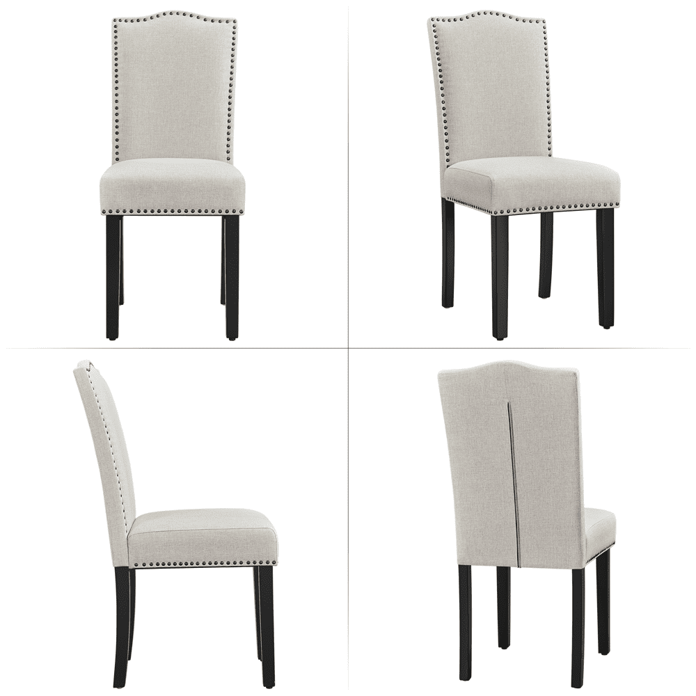 Alden Design Modern Fabric Upholstered Dining Chairs for Kitchen, Beige