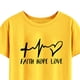 thumbnail image 2 of Camisa informal holgada de manga corta con letras negras, XXL, camiseta de verano con corazón amarillo, 2 of 5