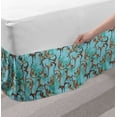 thumbnail image 2 of Monkey Bed Skirt, Wild Jungle Animals Hanging Around on Trees, Elastic Bedskirt Dust Ruffle Wrap Around for Bedding Decor, 4 Sizes, Sea Blue Caramel, by Ambesonne, 2 of 2