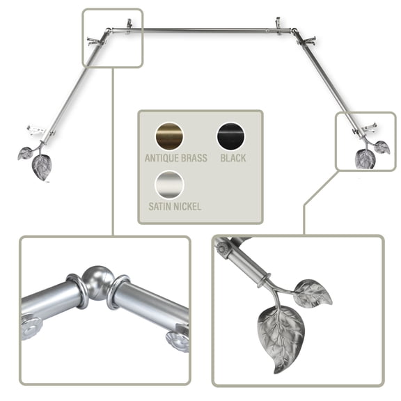 152" Silver Contemporary Bay Window Curtain Rod