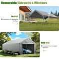 thumbnail image 4 of ECOLINEAR Carport 10x20 ft Heavy Duty Carport, Outdoor Potable Garage with Removable Sidewalls & Zipper Doors, Carport Canopy Anti UV All-Season Waterproof Tarp,Car Canopy for Cars,Boats,Gray, 4 of 7