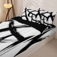 thumbnail image 3 of Homewish Abstract Spiral Zipper Twin Comforter Sets with Fitted Sheet and 2 Pillowcases,Contemporary Artwork Zipper Bedding Set,Black White,Black Reversible,4pcs, 3 of 8