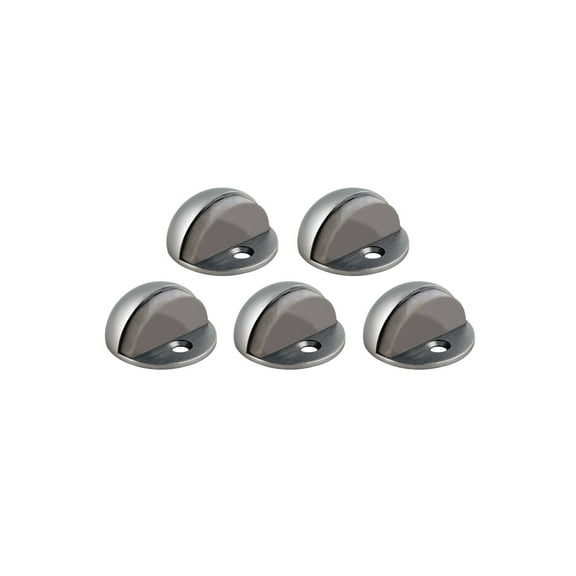 5-Pack Dome Floor Mounted Door Stops with Rubber Stopper, Satin Nickel, Heavy Duty Zinc Construction – Design House, WM318188