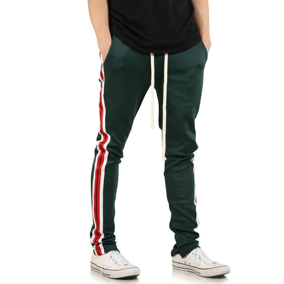 Ma Croix Mens Premium Hip Hop Skinny Fit Taped Stripe Track Pants