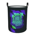thumbnail image 1 of XMXT Collapsible Laundry Basket, Brave Slogan Purple Print Waterproof Laundry Hamper, 40L Black, 1 of 8