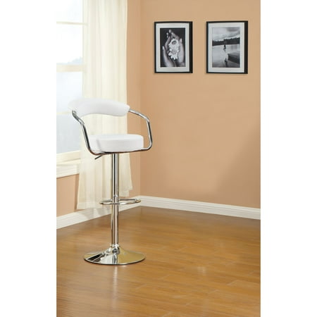 Round Seat Bar Stool With Gas Lift White and Silver Set of (Best Exercises To Lift And Round Buttocks)
