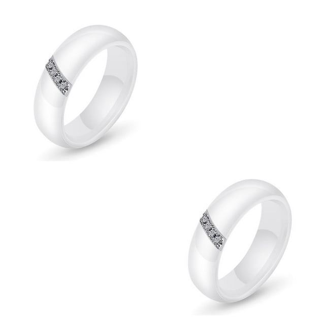 Sonducket Anillo de circón con incrustaciones, superficie lisa, cerámica, titanio, acero, accesorio de moda, joyería de compromiso de boda Type3 NO3