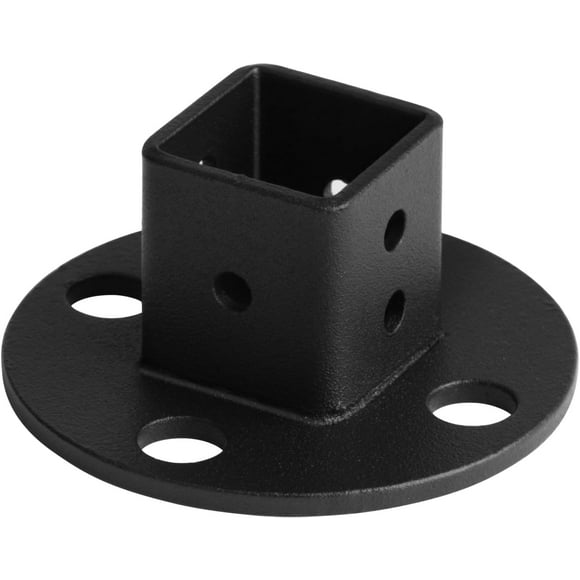 PinesC 8 Pack 1x1 inch Black Deck Railing Bracket Post Flange Base Anchor, Steel Guardrail Floor Post Flange, Square Fence Pole Mount Base, 14 Gauge