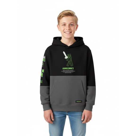 Minecraft Boy’s Colorblock Fleece Graphic Hoodie, Sizes 4-18