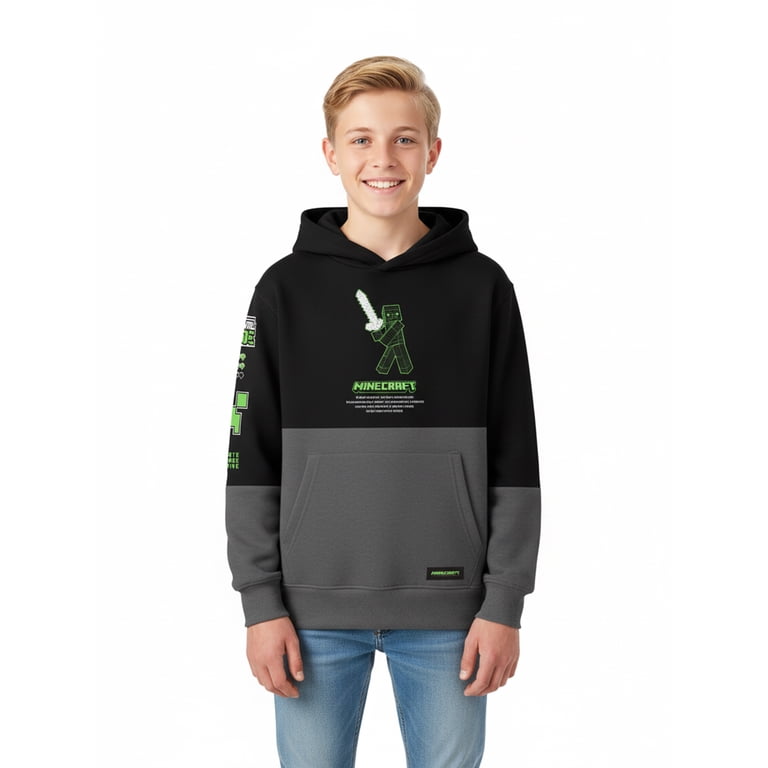 Minecraft Boy's Colorblock Fleece Graphic Hoodie photo 1