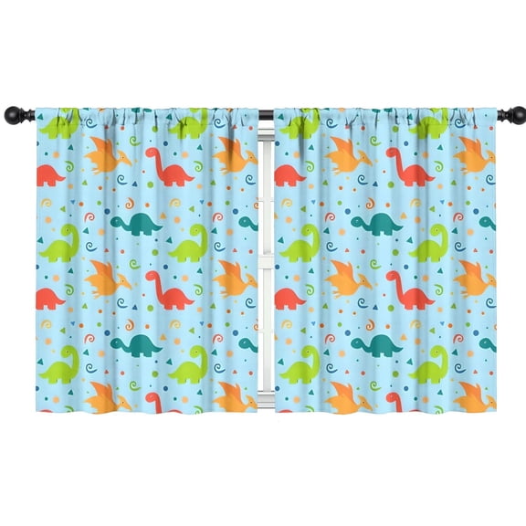 Blackout Kids Curtains,LightBlue Cartoon Dinosaurs Patterns Pattern Childrens Insulated Curtains Set Of 2,Bedroom Essentials,Toddler Room Decor 42"x54"