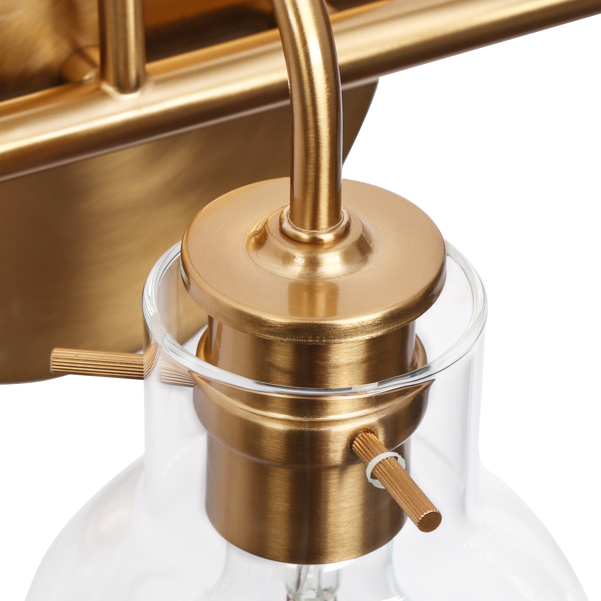 LNC Modern 3-Light Gold Vanity Light with Clear Globe Glass Shades, Bathroom Light