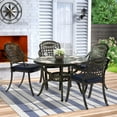 thumbnail image 2 of MEETWARM 5 Piece Patio Dining Set, Outdoor All-Weather Cast Aluminum Dining Table Set, Patio Furniture Set for Backyard Garden Deck, Include 4 Chairs, 4 Cushions and 1 Round Table, Navy Blue, 2 of 7