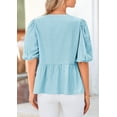 thumbnail image 2 of Blusa PRETTYGARDEN para mujer, con lazo en la parte delantera, a rayas, verano 2025, 2 of 9