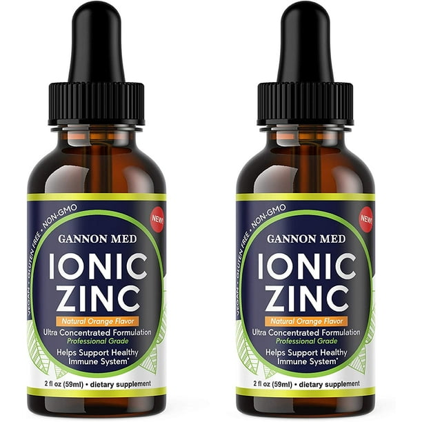 Ionic Zinc 2 Pack Liquid Natural Orange Flavor Drops| 220+ Day Zinc Supply| Gentle On Stomach