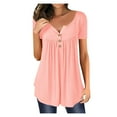 thumbnail image 2 of DondPO Tshirts for Women,Short Sleeve Shirts Top T-Shirt For Women Short Sleeve Outdoor Loose Causal T-shirt V Neck T Shirts,Basic Tees, Items,Pink XXL, 2 of 6