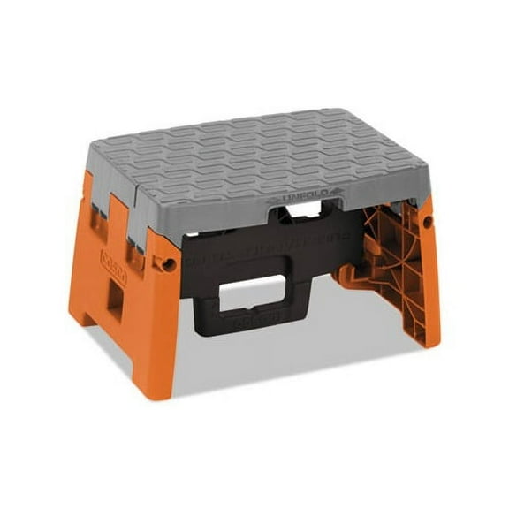 Cosco Folding Step Stool, 1-step, 300 Lb Capacity, 8.5" Working Height, Orange/gray