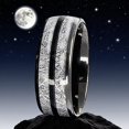 thumbnail image 1 of Rose Gold Color Brushed Deer Antler and Meteorite Rings Fashion Men Stainless Steel Rings for Men Wedding Band Jewelry Gift, 1 of 7