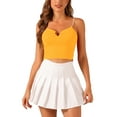 thumbnail image 1 of INSPIRE CHIC Camisetas sin mangas para mujeres con brillo de strass, tirantes de espagueti, corte en la parte superior, crop tops de fiesta, amarillo M, 1 of 1
