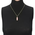 thumbnail image 2 of Lancharmed 14K Gold Plated women's Necklaces Natural Stone Hexagonal Pillar Pink Crystal Pendant Necklace Sister Birthday Gifts, 2 of 8