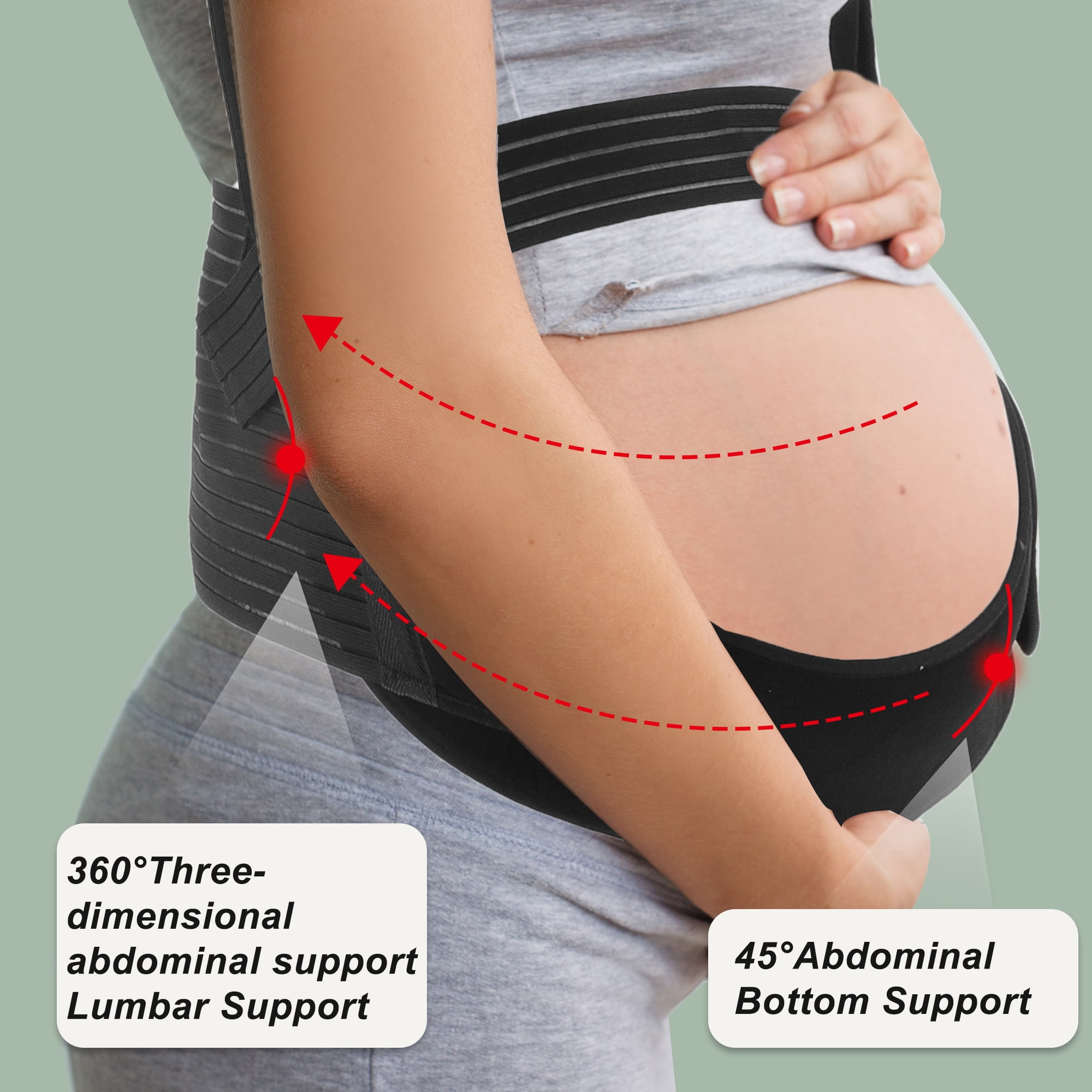 Unique Bargains Pregnancy Belly Band Shoulder Strap Support Brace XX-Large Black