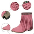 thumbnail image 4 of Dakaela Womens Ankle Fringe Boots Round Toe Suede Tassel Flat Short Booties Casual Wedge Dress Moccasins, 4 of 7